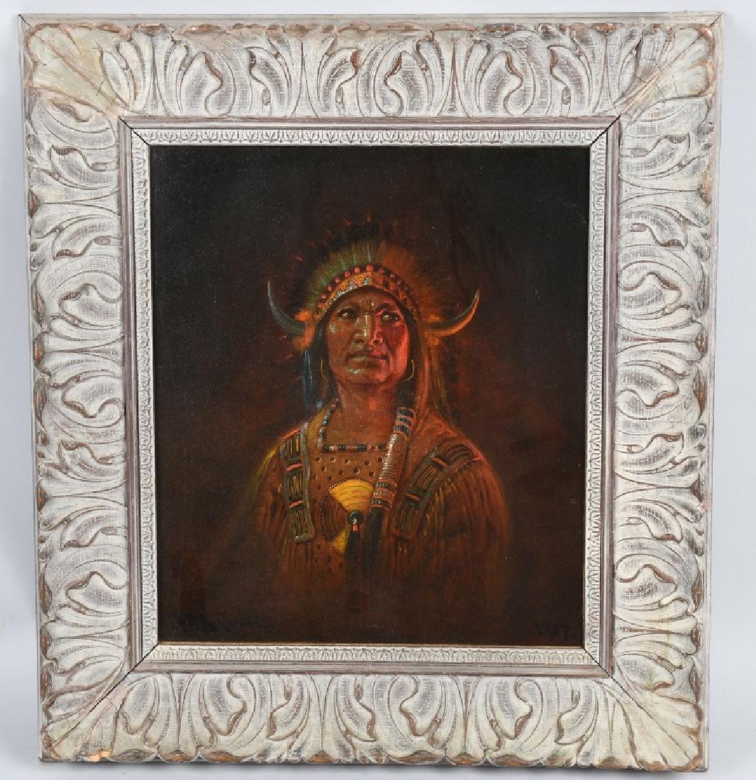 INDIAN CHIEF OIL ON CANVAS att A.D.M. COOPER (1 of 6)