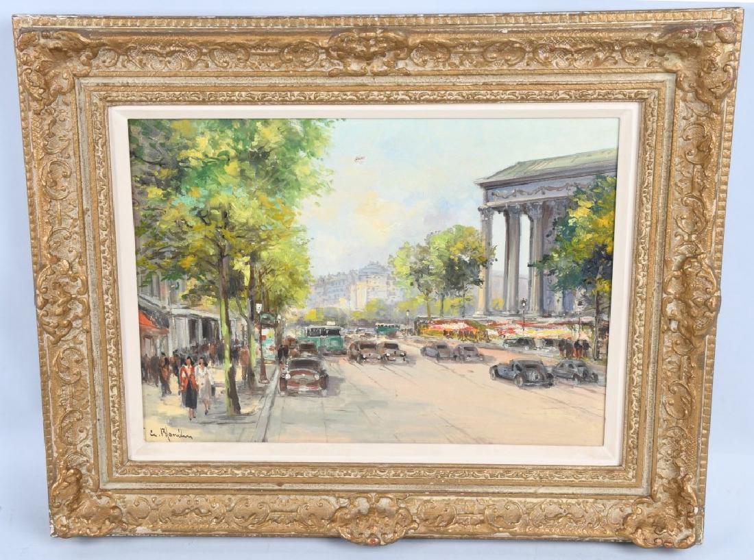 PARIS CITY SCENE OIL ON CANVAS: Paris City Scene oil on canvas. Signed Ch. Blondin we think in the lower left. Attributed to Charles Blondin. 24"x19"