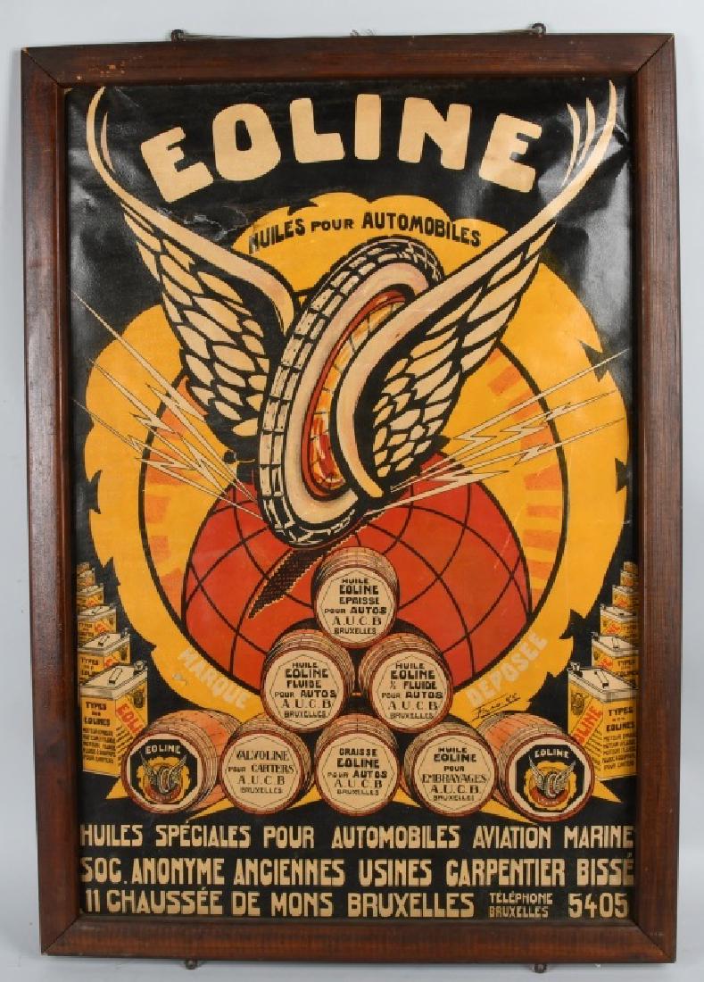 FRENCH EOLINE AUTOMOTIVE OIL TIN ADVERTISING SIGN