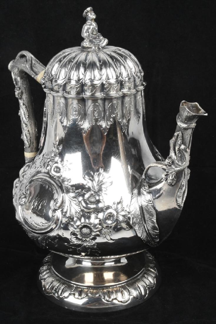 R&W WILSON SILVER COFFEE POT w/ CHINAMAN FINIAL - 9