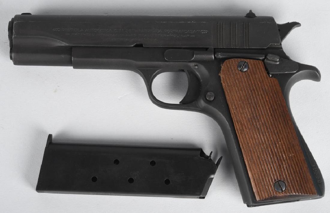HAFDASA MODEL 1911 STYLE, .45 PISTOL: SN 10334, .45 caliber, Argentine produced Ballester-Molina Hafdasa. 5" barrel with excellent bore. 90% parkerized finish with handling marks. Excellent wood rips. Crisp action. A very nice version of 