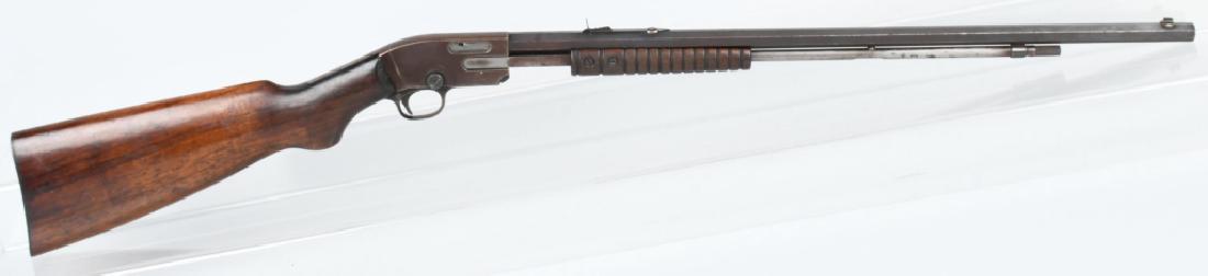 PREMIER .22 PUMP RIFLE: SN 11408k. .22 S.L. & L.P., Premier rifles were manufactured by Mossberg for Montgomery Ward from 1928 to 1931. 24" octagon barrel with good bore. The gun shows minor traces of finish with most having
