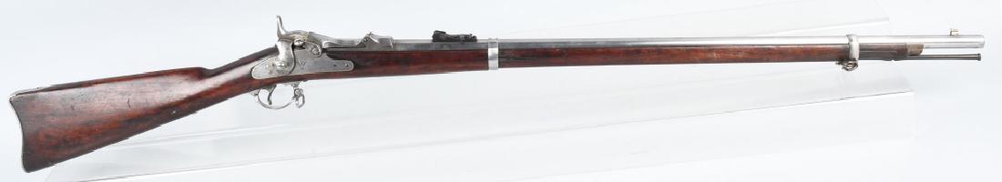US SPRINGFIELD MODEL 1884, .45-70 RIFLE: SN 488115, 45-70 caliber, 32" barrel with excellent bore. Marked on trap door " U.S. Model 1884". Smooth bright metal with no finish, but has nice markings. Very good stock. Crisp action. A nice examp