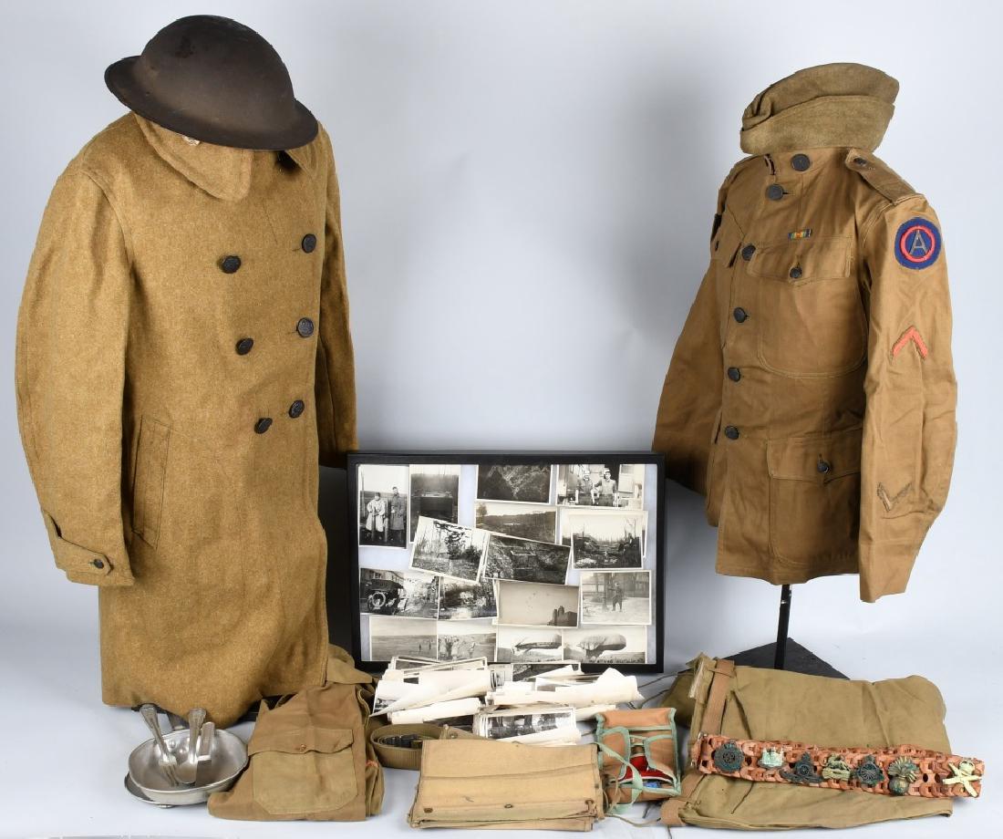 WWI US AIR SERVICE PHOTOGRAPHER UNIFORM & PHOTOS: The uniform & photography grouping of Sergeant Clifford L. Berry, a photographer in the United States Army Air Service during World War One. Berry's uniform grouping includes his tunic with a multi pi