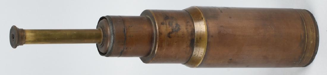 US ARMY MOTION PICTURE SERVICE TELESCOPE: WWII brass Projection Optics Co. Pro-Jex Super Lite Lens Telescope. This scare telescope is marked US Army Motion Picture Service. All original and complete. Measures 23" when extended. Excellent