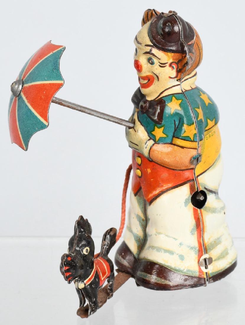 GERMAN Tin Windup CLOWN WITH DOG (1 of 5)