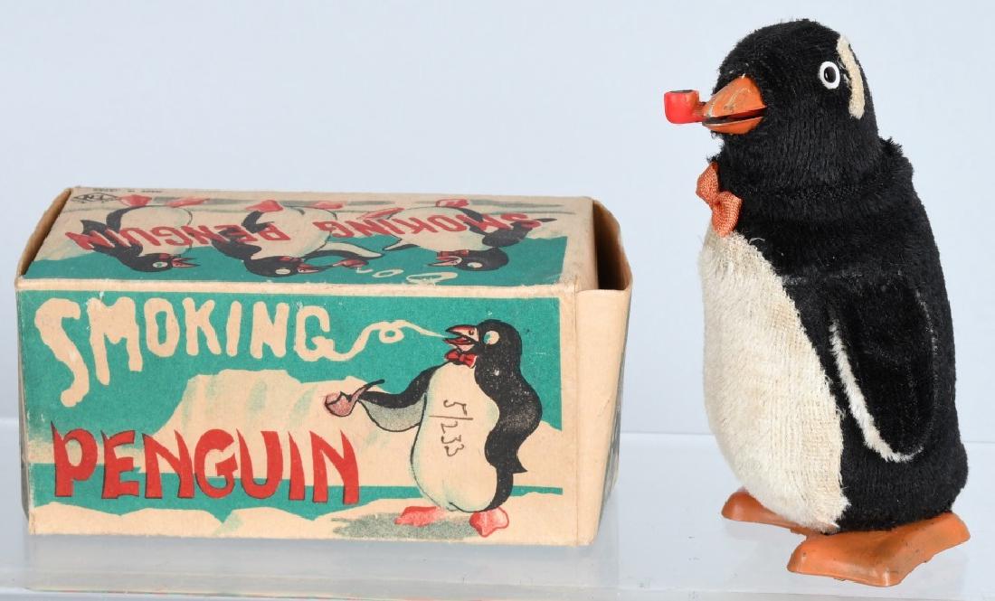 JAPAN Windup SMOKING PENGUIN w/ BOX: All original. Works. Boxed. 5" Excellent