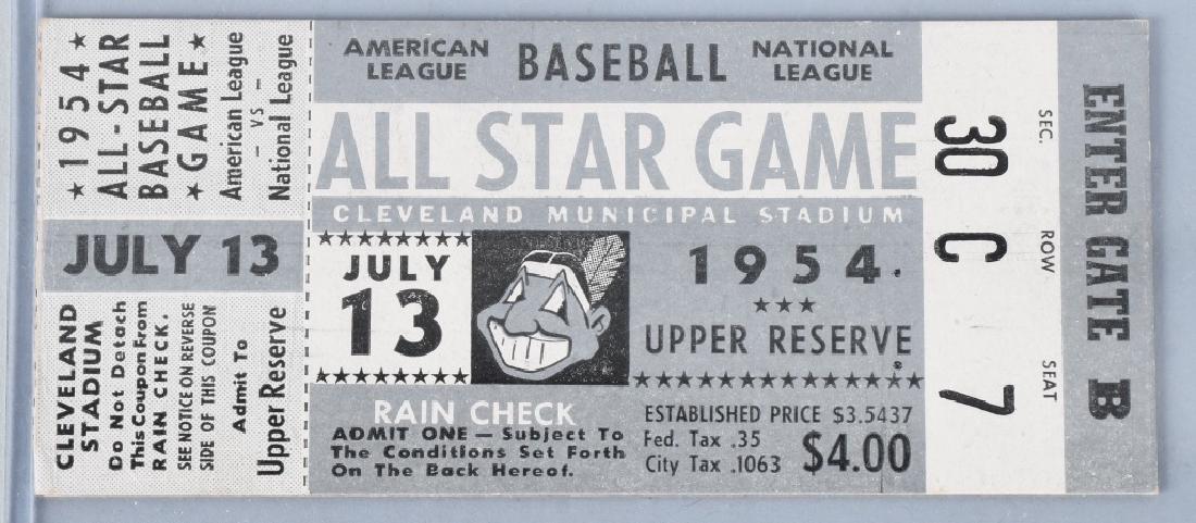 1954 BASEBALL ALL STAR GAME TICKET - CLEVELAND (1 of 2)