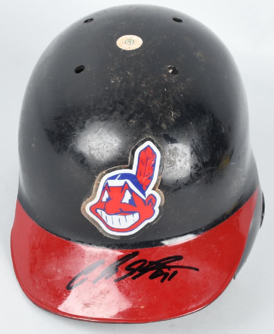 CARLOS SANTANA GAME USED INDIANS HELMET (1 of 5)
