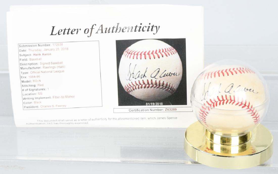 HANK AARON AUTOGRAPHED BASEBALL JSA: Hank Aaron Autographed Baseball. JSA Authenticity