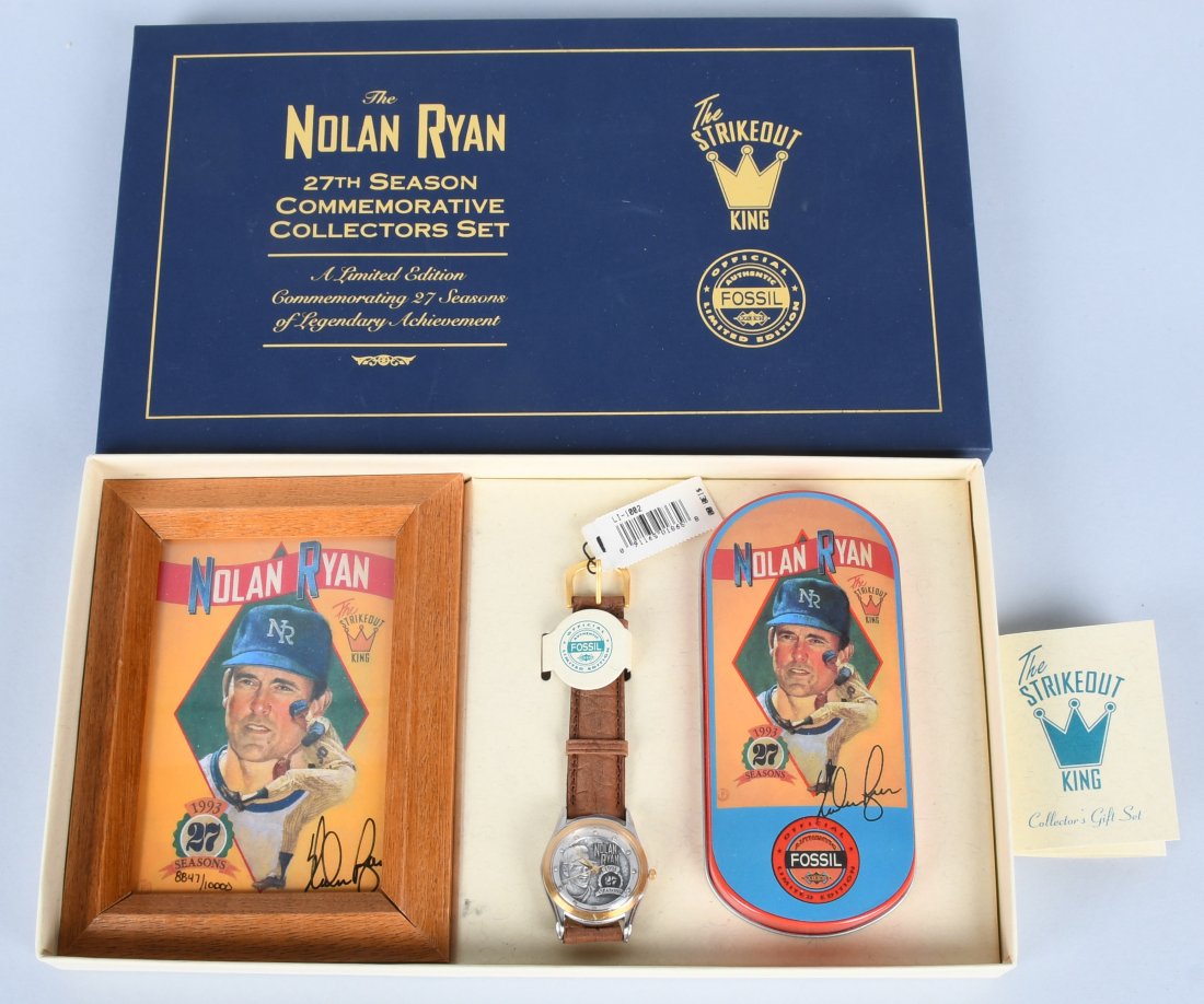 FOSSIL NOLAN RYAN WATCH w/ SIGNED BASEBALL CARD (1 of 5)