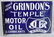 GRINDON'S TEMPLE MOTOR OIL DS PORCELAIN SIGN