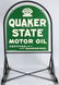 QUAKER STATE DS TOMBSTONE PORCELAIN SIGN w/ STAND