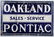 OAKLAND PONTIAC SALES-SERVICE DS PORCELAIN SIGN