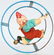 JAPAN Tin Windup CLOWN HOOP TOY