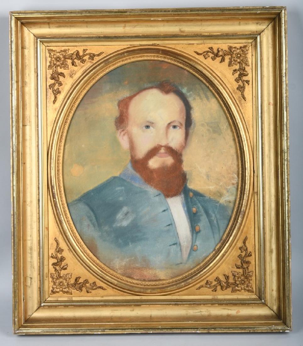 CIVIL WAR PASTEL - SELF PORTRAIT BY W.B.COX: Pastel by William B. Cox a Missouri artist and Civil War soldier whose most famous paintings came from the Civil War, and included Civil War Generals. One of his best known, the "Heroes of Manassas" i