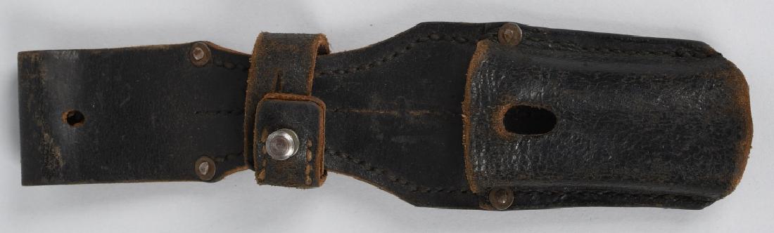 WWII NAZI SS MAUSER K-98 LEATHER BAYONET BELT FROG: German WWII Mauser K-98 Leather Bayonet Belt Frog. Measures 2 1/4" wide by 9 1/8" tall. Machine sewn black leather construction