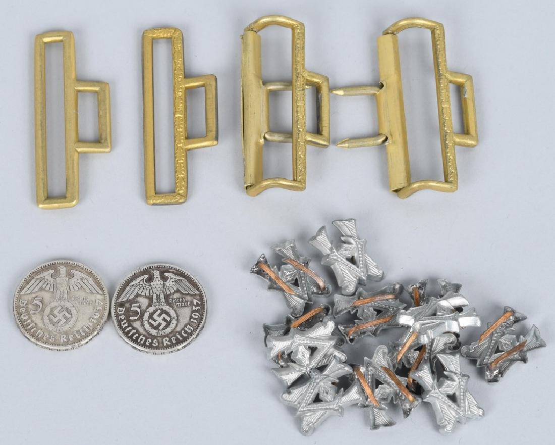 WWII NAZI GERMAN LOT - COINS, BOARDS, ETC: German World War II Chancellor Paul von Hindenburg 5 Mark Silver Coins. They measures 1 1/8" in diameter. The front reads 'Paul von Hindenburg 1847 - 1934'. Shows a bust profile image of him in the ce