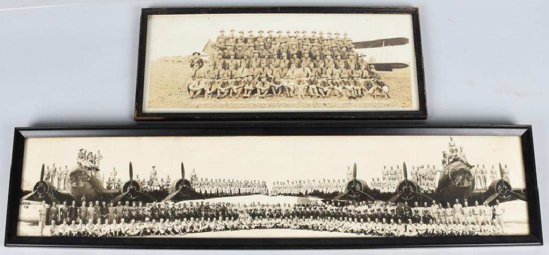 WWII & PRE-WWII AVIATION YARDLONG PHOTOGRAPHS: Yard Long Photograph lot includes; World War Two yardlong photograph of United States Army Air Force (AAF) pilots, officers, mechanics, enlisted men sitting on and around two B-17 Bomber planes. With 