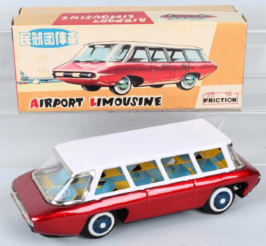 RED CHINA Tin Friction AIRPORT LIMO w/ BOX (1 of 7)