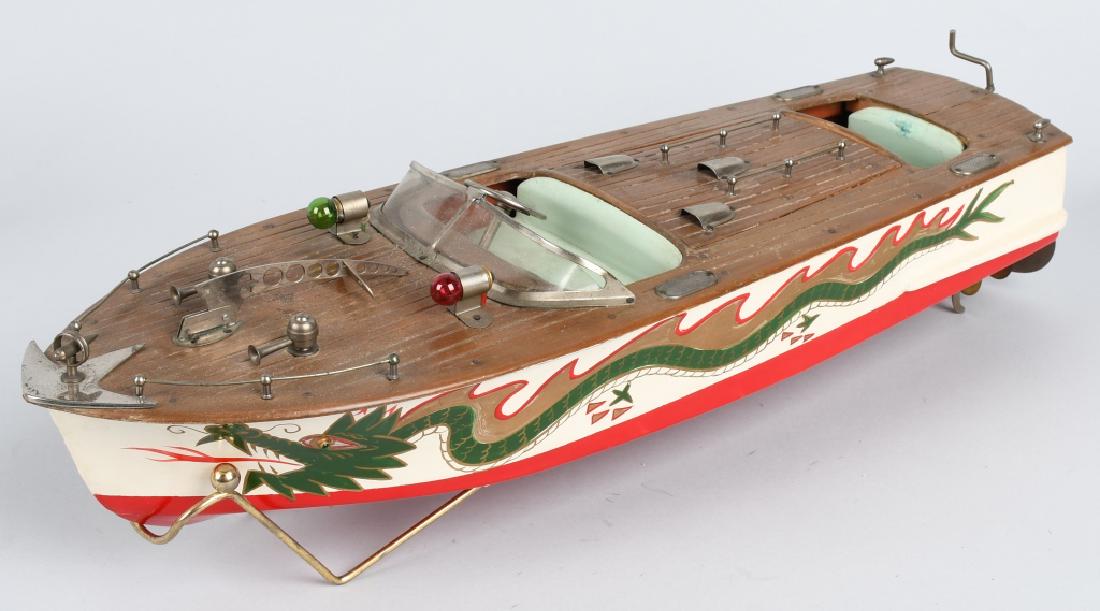 JAPAN Battery Op WOOD DRAGON BOAT: All original with great details. All complete. Worked when tested. 19" Excellent