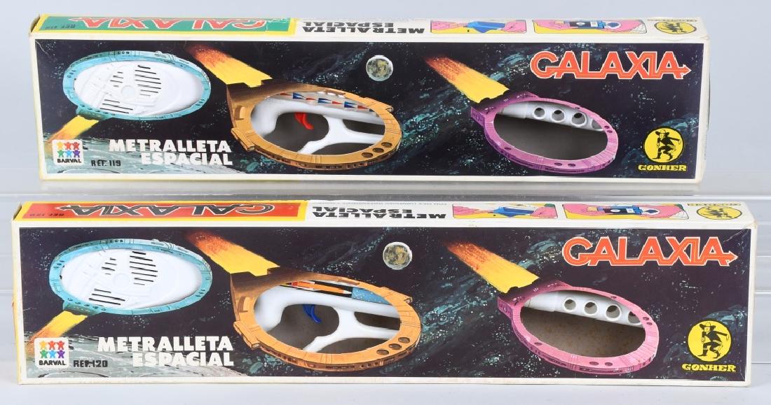 2- GALAXIA Battery Op SPACE GUN w/ BOX: Pair of New Old Stock Space Guns made in Spain. Great design. Boxed. 24" Excellent-Near Mint