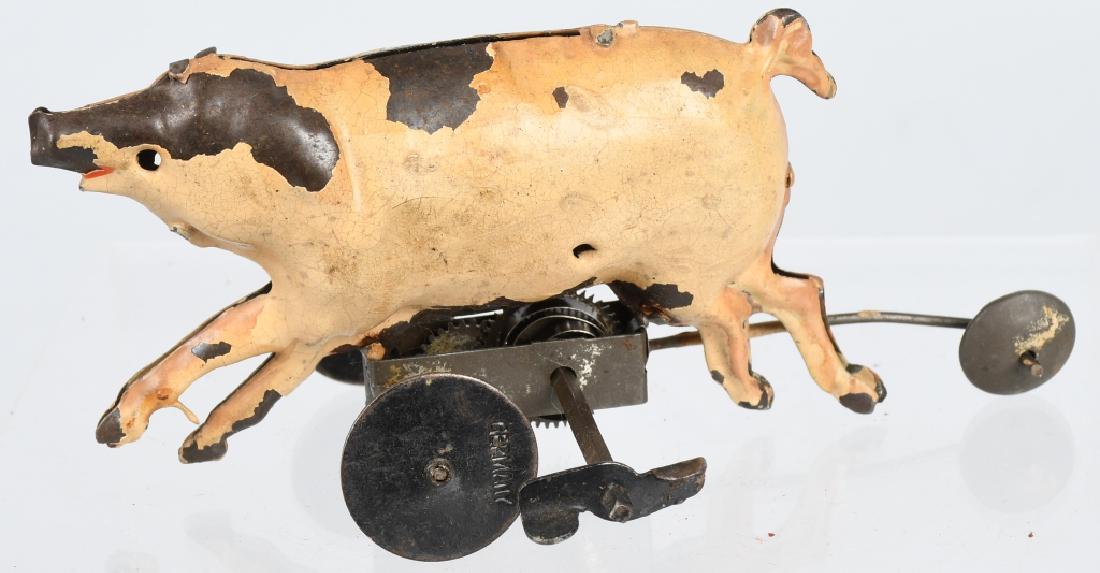 GERMAN Hand Painted Tin Windup PIG (1 of 5)