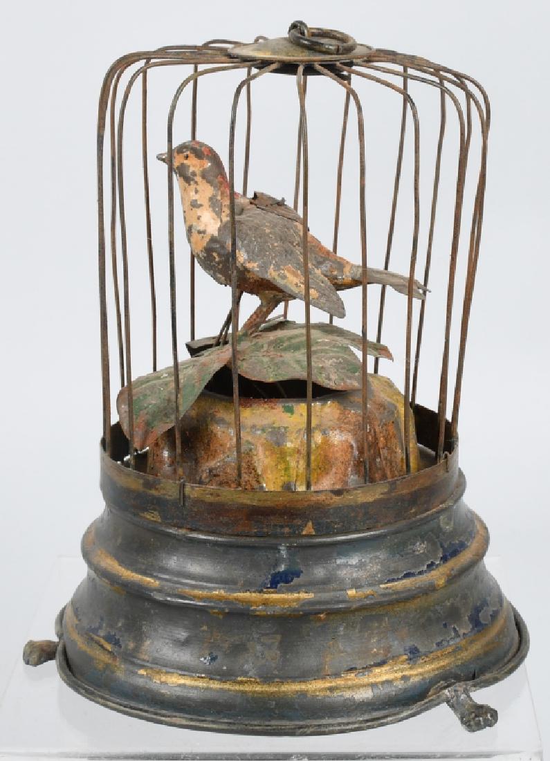 GERMAN Hand Painted Tin BIRD IN CAGE (1 of 7)
