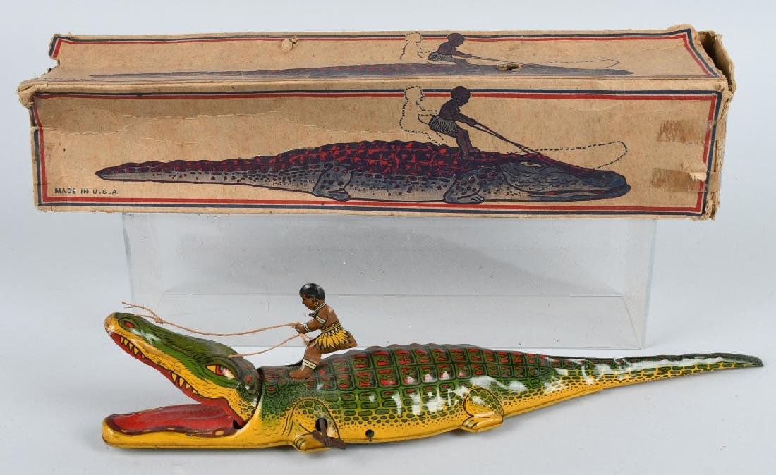 CHEIN Tin Windup NATIVE ON ALLIGATOR w/ BOX (1 of 9)