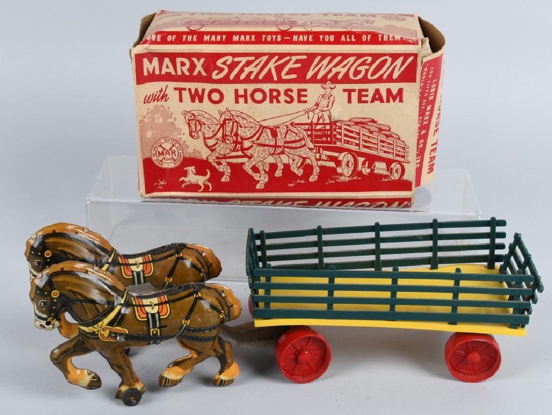 MARX STAKE WAGON w/ TWO HORSE TEAM, BOXED (1 of 6)