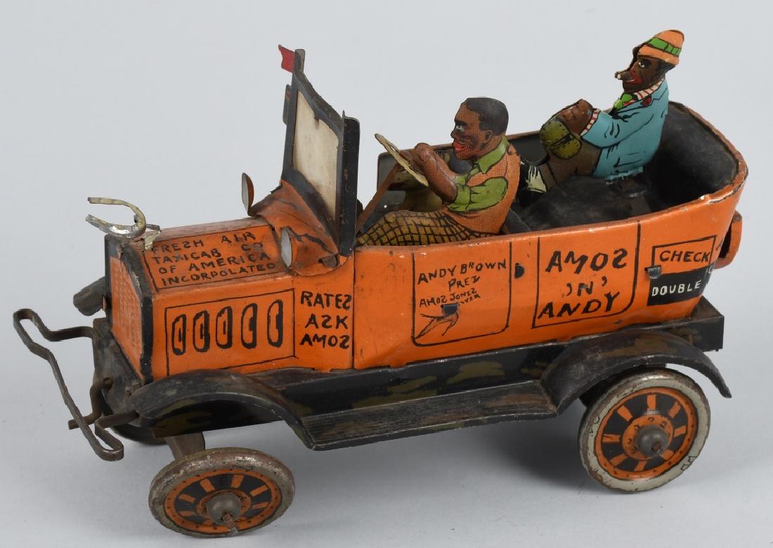 MARX Tin Windup AMOS & ANDY FRESH AIR TAXI: Classic Marx Toy. Rear figure has been replaced. Windup works. Has some wear. Very Good