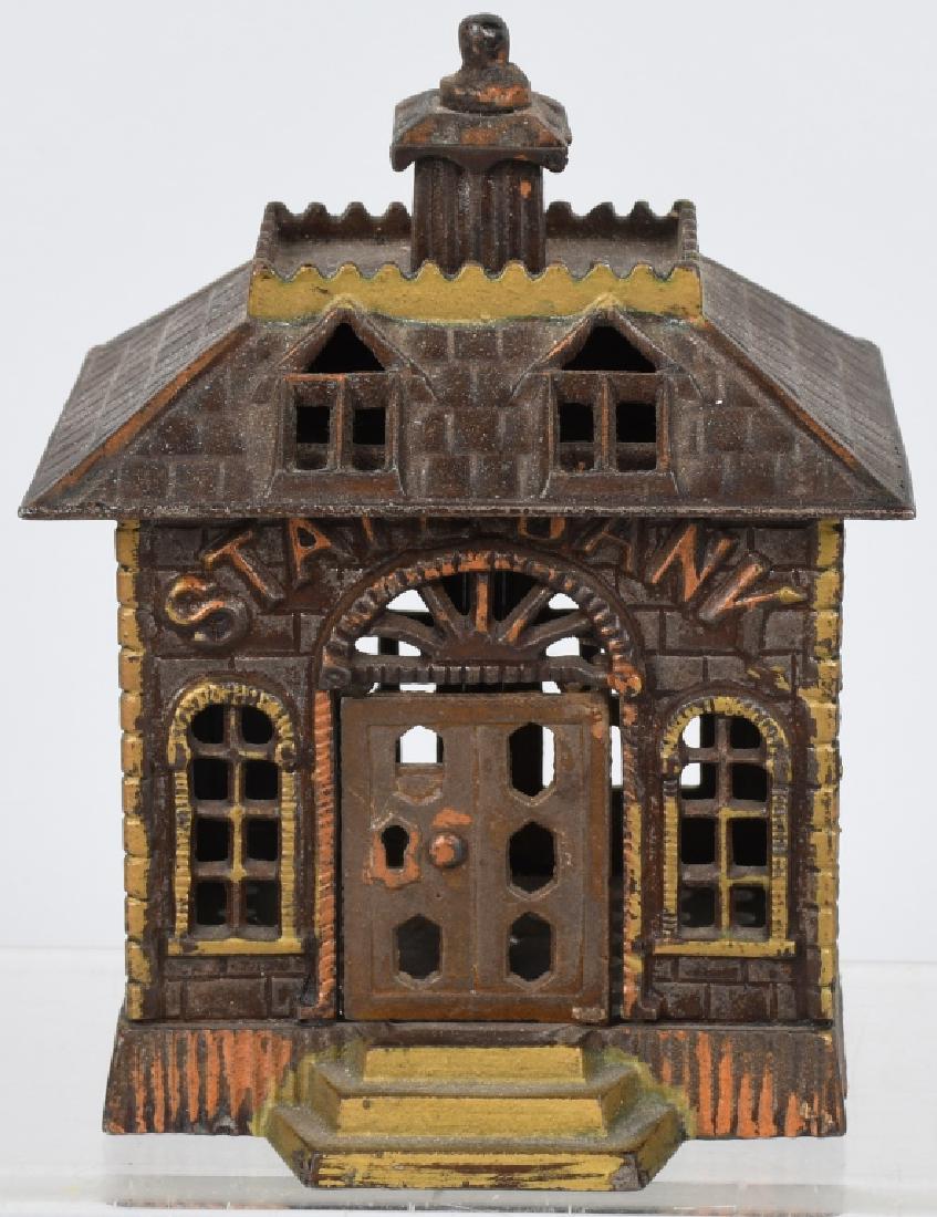 STEVENS CAST IRON BUILDING BANK w/ DOOR (1 of 6)
