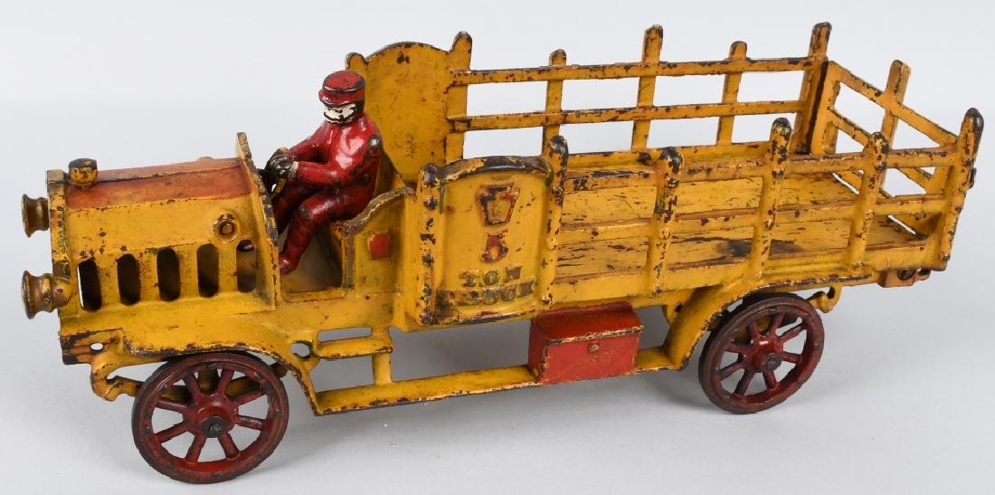 1920'S HUBLEY CAST IRON 5 TON STAKE TRUCK (1 of 9)