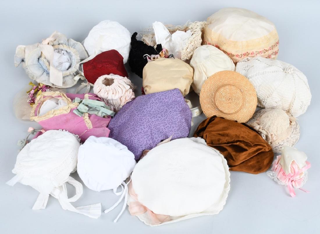 LARGE LOT VINTAGE DOLL BONNETS & HATS (1 of 4)