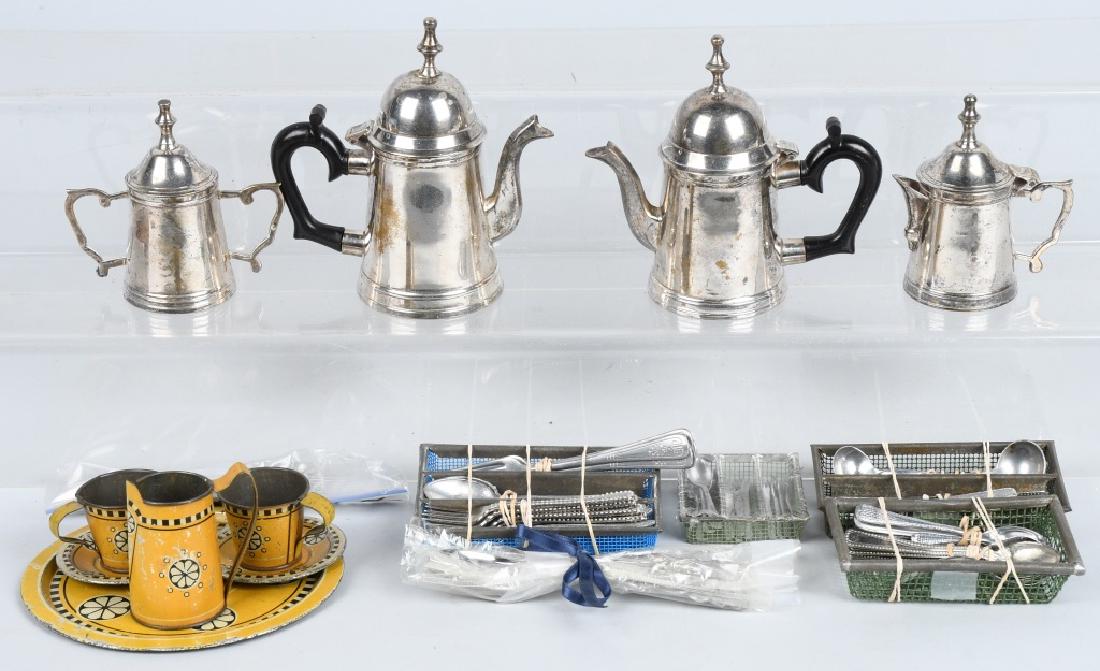 CHILDS & DOLL SILVER PLATE TEA SET & SILVERWARE (1 of 4)