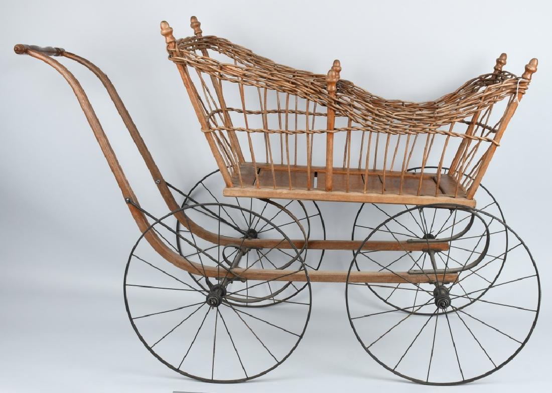 ANTIQUE WICKER BABY BUGGY (1 of 3)