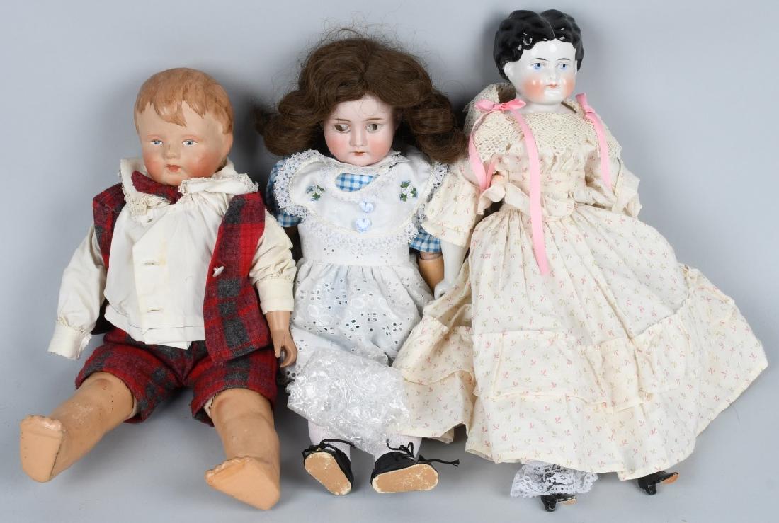 3-DOLLS, GERMAN BISQUE, COMPOSITION & MORE (1 of 6)
