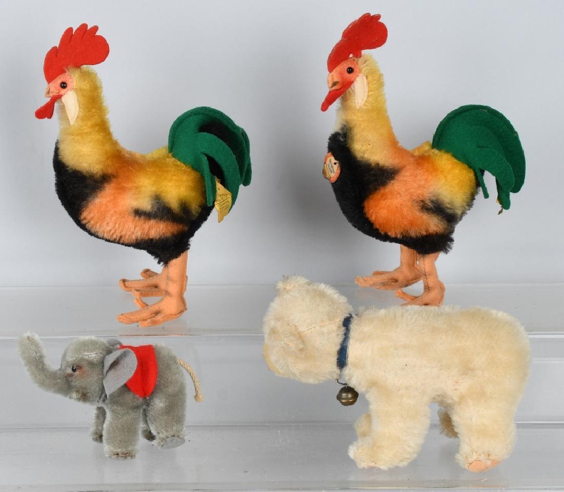STEIFF ROOSTERS, BEAR, AND ELEPHANT (1 of 5)