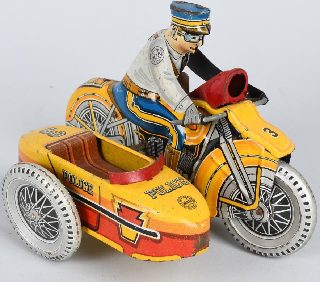MARX Tin Windup POLICE SQUAD MOTORCYCLE w SIDECAR (1 of 5)