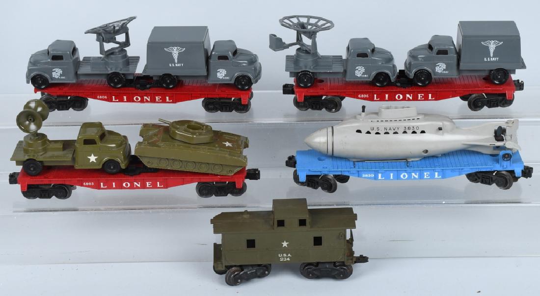 LIONEL LOT, ARMY, NAVY & USMC O GAUGE CARS (1 of 5)
