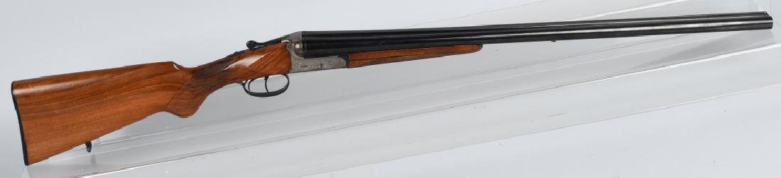 VICKERS ENGLAND SxS 12 GA. SHOTGUN: SN 15380, 27 5/8" barrels with excellent bores. 12 gauge, left barrel is full choke, right barrel is improved modified choke. 95% blue finish , nickel plated engraved receiver, and checkered wood stoc