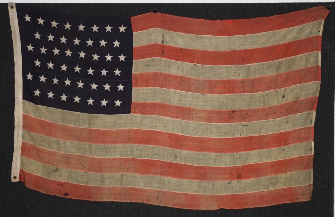 SPAN AM WAR PERIOD 45 STAR UNITED STATES FLAG: Spanish American War era 45 star flag. The 45 star flag became the Official United States Flag on July 4th, 1896. A star was added for the admission of Utah on January 4th, 1896, and was to last for 1