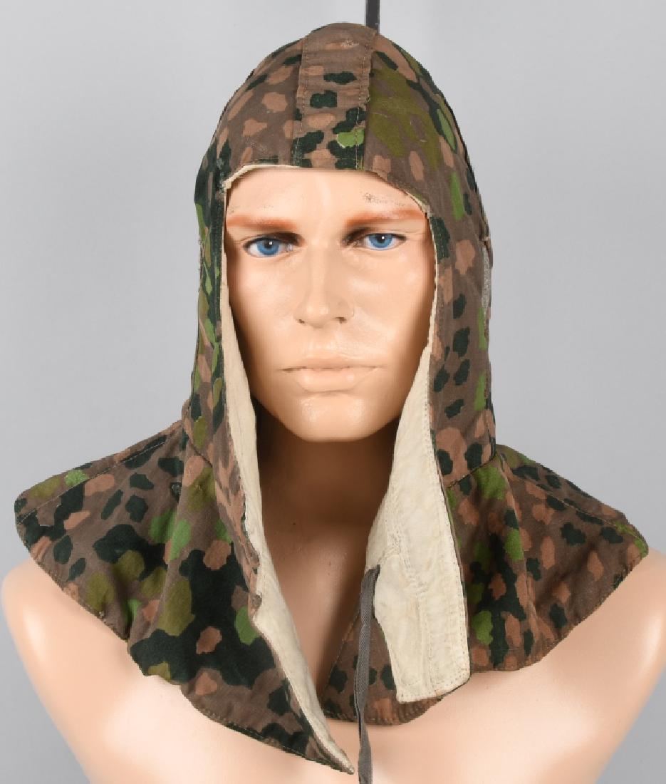WWII NAZI GERMAN WAFFEN SS DOT PATTERN CAMO HOOD: WWII Nazi German Waffen SS Dot Pattern Camouflage / White Reversible Hood Tarnungs Kopfhaube. Waterproofed, cotton/rayon blend construction reversible winter hood with the machine roller printed, "Dot