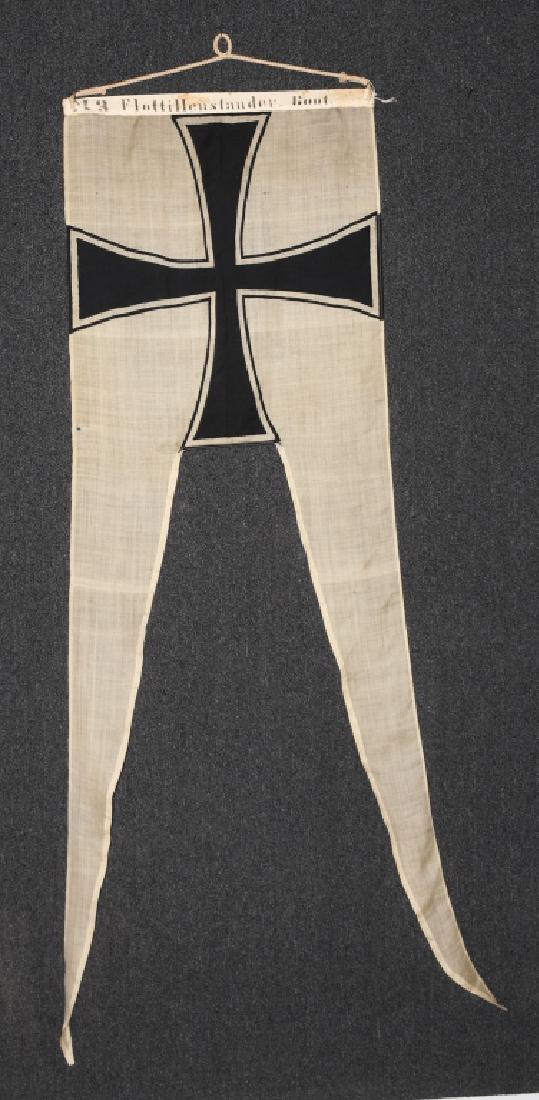 WWII NAZI GERMAN KRIEGSMARINE ADMIRAL CMMD PENNANT: WWII Nazi German Admirals Naval flotilla standard or command flag called a Flottillenstander. Flag measures roughly 20X32 inches. and is nicely marked. Flag was purchased from the estate of Generaladm