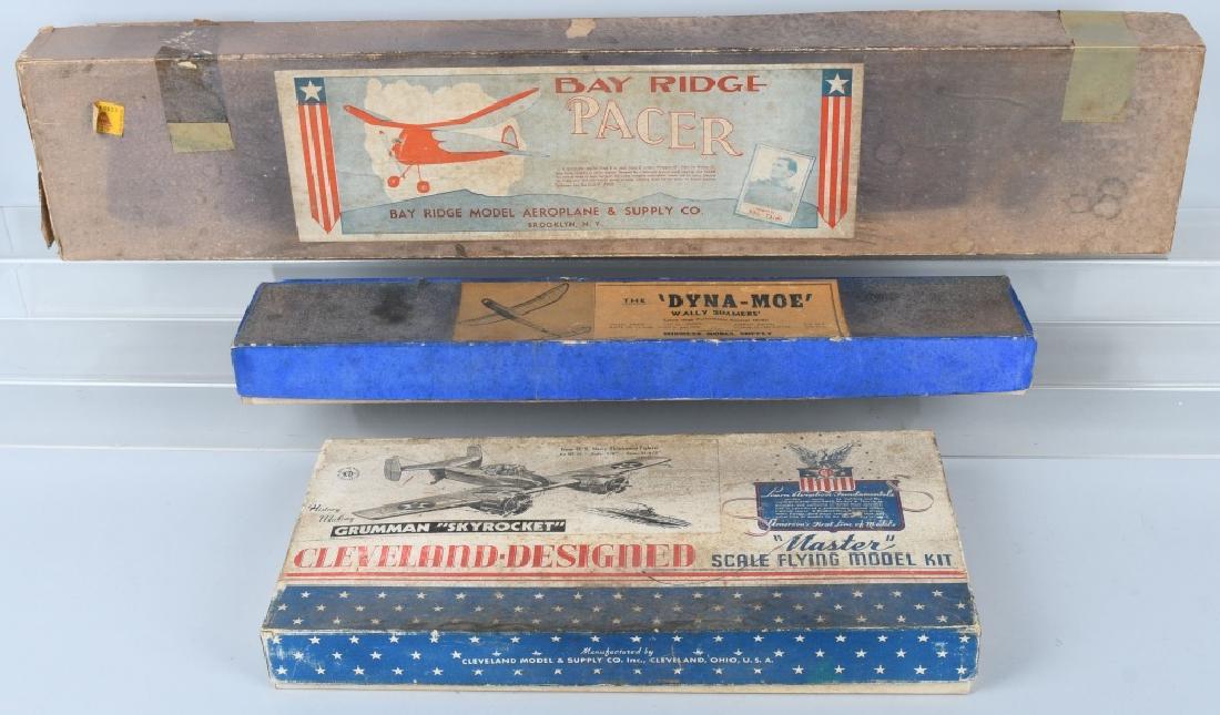 3- VINTAGE WOOD MODEL AIRPLANE KITS w/ BOXES (1 of 4)