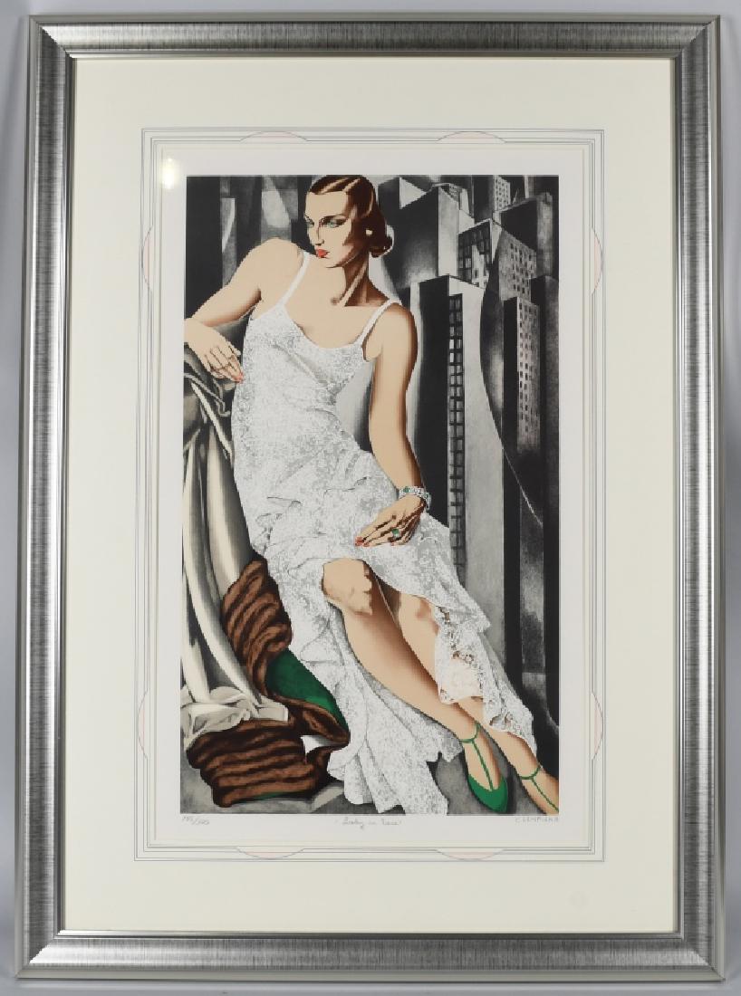 TAMARA de LEMPICKA LITHOGRAPH, LADY in LACE: Original numbered limited edition lithograph after Tamara de Lempicka. She was an important artist during the Art Deco period, and there was a resurgent interest in her work in the 1970s and 1980s. Th