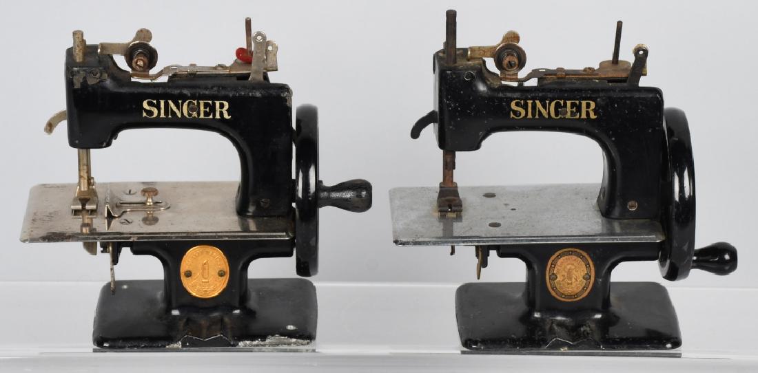 2-VINTAGE SINGER TOY SEWING MACHINES: Nice pair of toy sewing machines. 7" by 6 1/2". Very Good