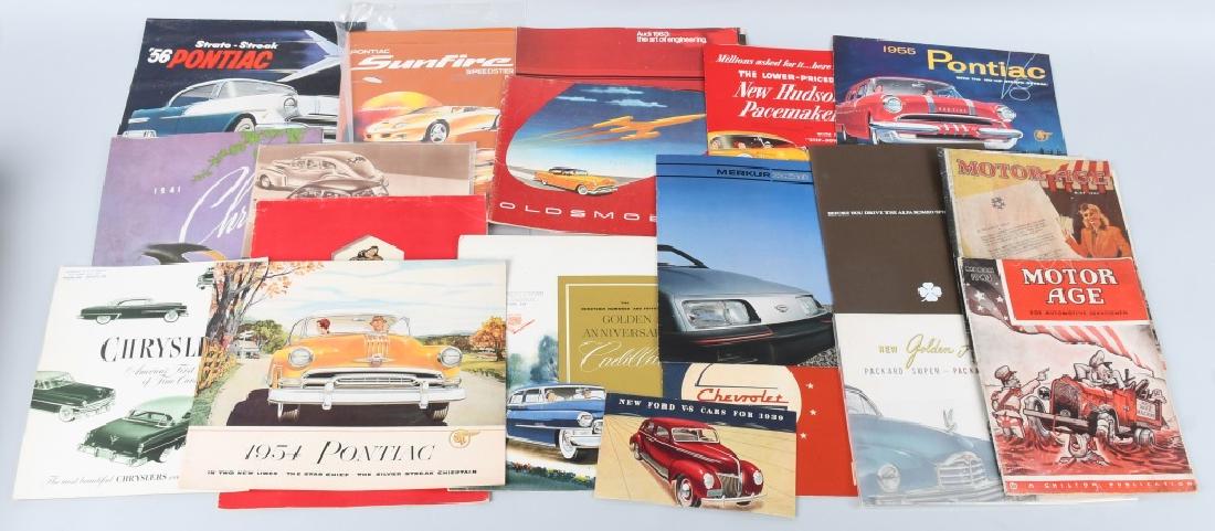 HUGE LOT OF VINTAGE AUTOMOBILE LITERATURE: Huge lot includes 56 Pontiac, 37 Chevrolet, 52 Cadillac, 52 Chrysler, 40 Plymouth, 41 Chrysler, 55 Pontiac, 54 Oldsmobile, 54 Packard, and Many More!! Excellent