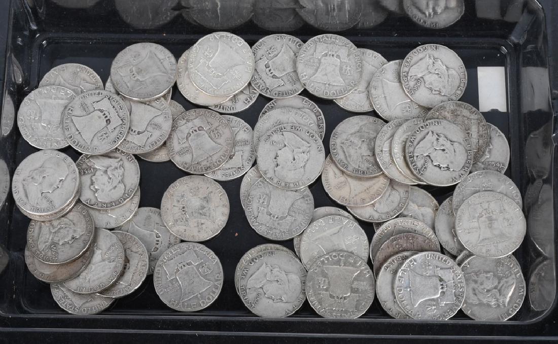 $30 US 90% SILVER BEN FRANKLIN HALF DOLLARS: XF-AU