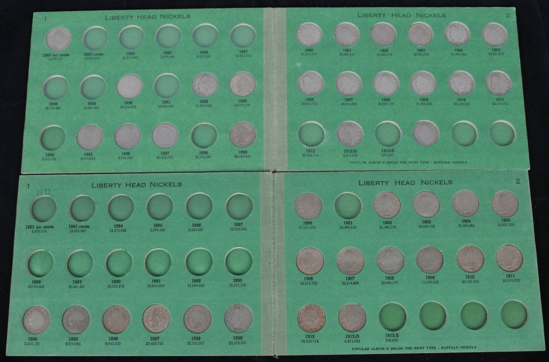 41 LIBERTY HEAD NICKELS w/ 2 ALBUMS: 41 Liberty Head Nickels with 2 Wayte Raymond Albums. Circulated